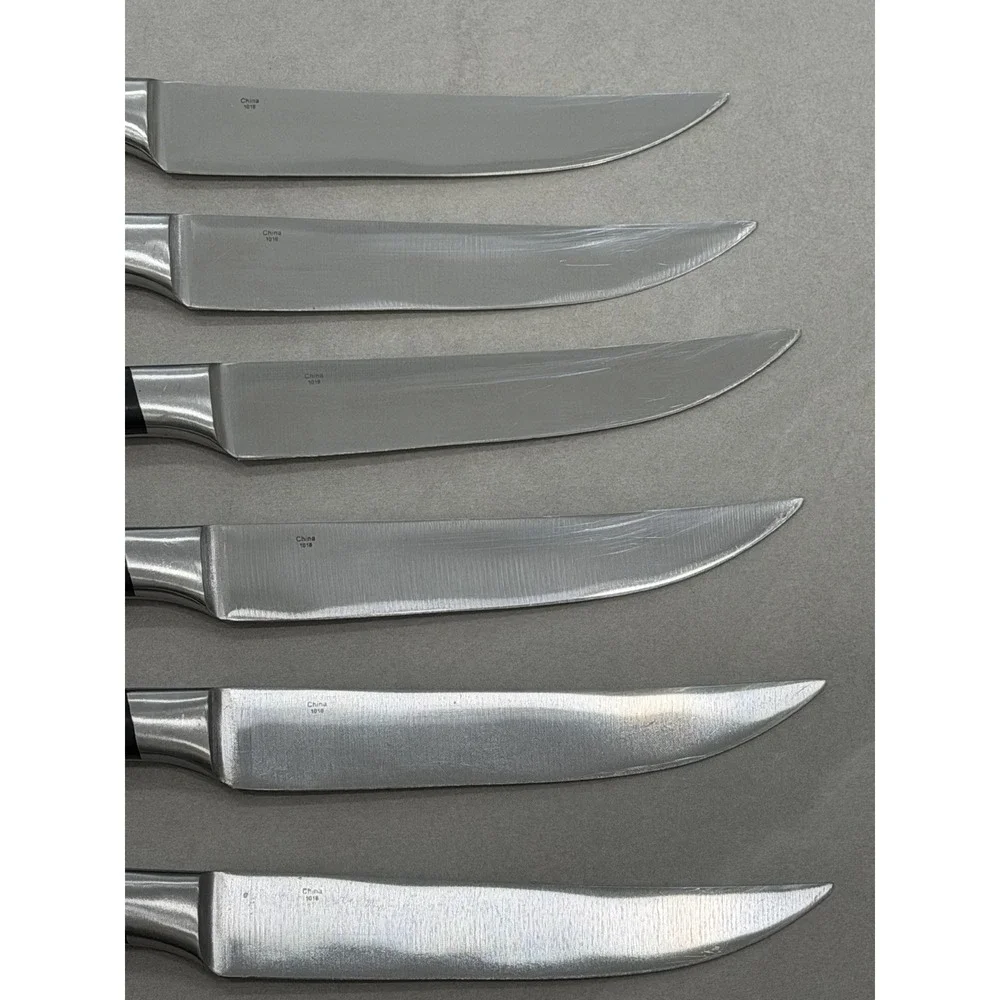 Messermeister Avanta 6pc Steak Knife Set 4.5in Straight Edge Full Tang Black